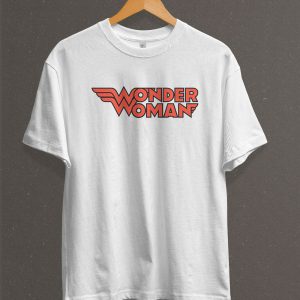 Remera Estampada Unisex Wonder Woman Logo Retro – Blanca