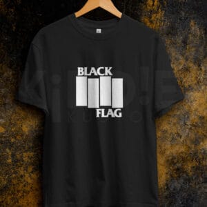 Remera Estampada Unisex Black Flag – Negra