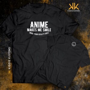 Remera Estampada Unisex Anime Make Me Smile – Negra